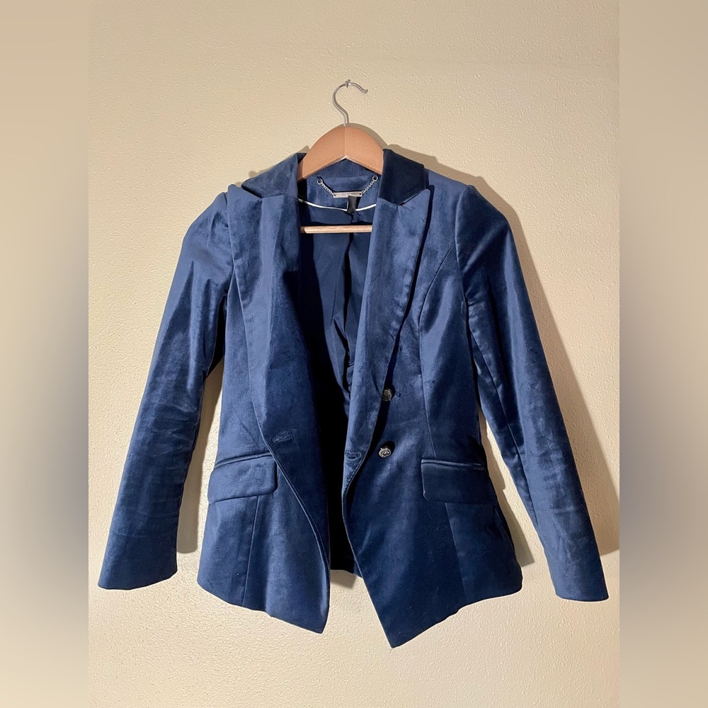 Navy Blue Velvet Blazer
